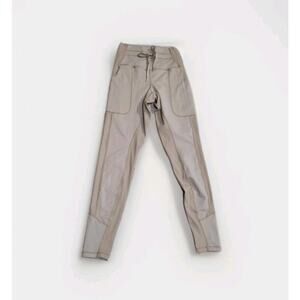 Glyder High Rise Drawstring Street Leggings Womens XS With Pockets Taupe Gray